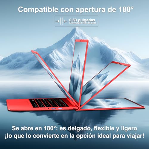 Laptop 14 Inch Celeron N5095 Upto 2.9 GHz Laptops 8GB RAM 256GB SSD TF 1TB LPDDR4 Win11 5G WiFi 1920*1080 FHD Mini HDMl Laptop Protective Film Spanish – Red Metallic Body59