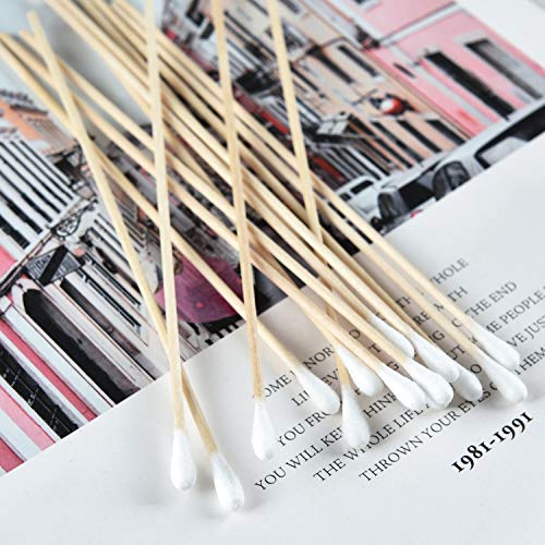 Pomeat 6 Inch Long Cotton Swab Single Tip Gun Cleaning Swabs Wooden in Storage Case for Arts and Crafts, Jewelry, Precision Instruments