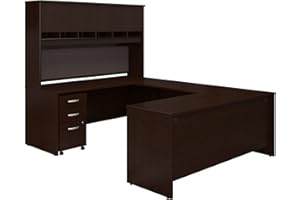 BUSH FURNITURE Bush Business Furniture Series C U Shaped Desk with Hutch and Storage, 72W, Mocha Cherry