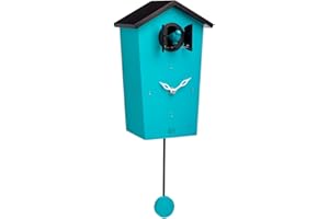 KOOKOO Birdhouse Petrol, Modern Design Cuckoo Clock with 12 Natural Bird Voices or Cuckoo Call