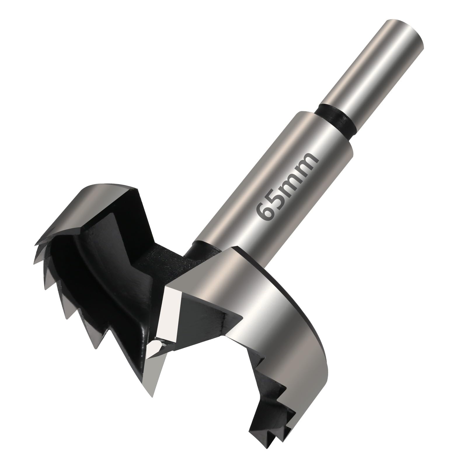 Vearter 65mm Forstner Drill Bit, High Carbon Steel Multi-Tooth Woodworking Tools Forstner Bits with Round Shank, Hinge Drill Bit for Solid Wood, MDF, Plastic, Particleboard, Plywood