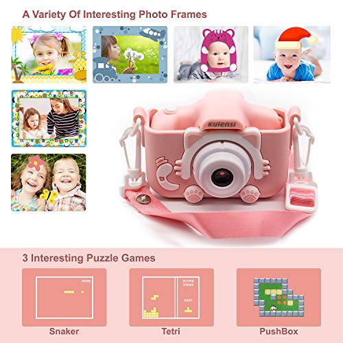 Kids Digital Camera Child Camcorder, Girls Birthday Toy Gifts for 4-13-Year-Old Children, Update Dual Cameras 20.0MP Toddler Video Recorder 1080P IPS 2" Screen with 32G TF Card, Cat Soft Silicone Case - Thumbnail 4