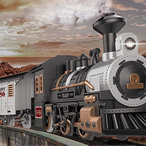 Fistone Electric Rail Play Trains Railway Track Sets with Realistic Sound and Light Effects Simulation Model Toy for Kids