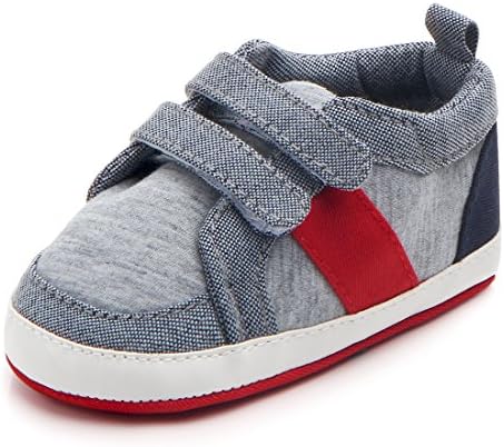 MiYuebb Infant Baby Boy Prewalker Shoes First Walkers Hook&amp;Loop Toddler Shoes (6-12 Months, Gray)