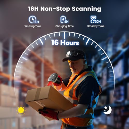 Eyoyo Wireless Barcode Scanner: 2.4G Wireless & USB Wired Connection, Ergonomic Handheld Barcode Scanner Reader for 2D/1D QR Codes, Automatic Fast and Accurate Scanning on Phone, Laptop, Tablet