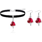Red Heart Necklace Earrings Set for Women Goth Anatomical Heart Necklace Red Earrings Gothic Jewelry Gift Trendy