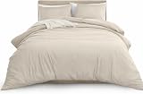Moonlight20015 Double Duvet Cover Set Cream Solid Soft Bedding with 2 view 1