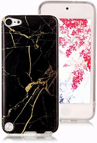 Marble Case for iPod Touch 5, iPod Touch 6 Case, Ronger Gel TPU Silicone Case Ultra Thin Flexible Cover with Stone Pattern for iPod Touch 5 /6 Case, Black Gold