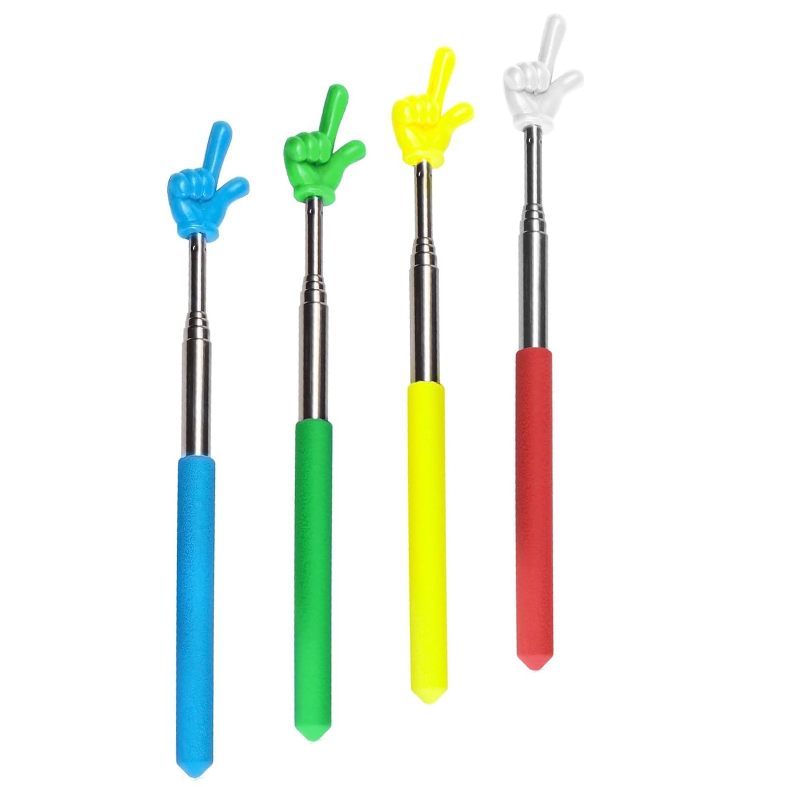 Fkereg 4 Pieces Telescopic Finger Pointer Stick, Teacher Pointer Stick for Classroom, Retractable Teaching Aids, Hand Reading Pointer, Extendable Pointing Stick for Whiteboard Office Presentation, A