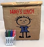 Best Reusable, Brown Paper Lunch Bag - Includes 4 Mini Permanent Markers