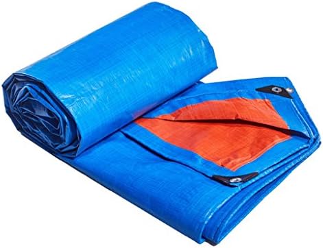 NISHANG Tarp Tarpaulin Polyethylene Tarpaulin Waterproof Sunscreen Poncho Cloth Awning Viscous Fuel Tank Cap Tarpaulin Canvas Tarpaulin, Blue + Orange, Thickness 0.38mm, 180g / M2, 14 Size Options