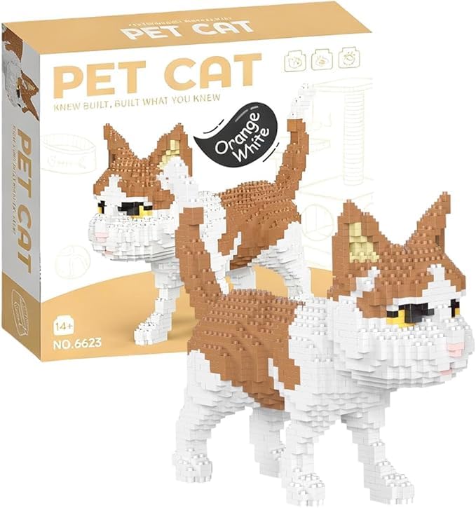 Cat Micro Building Block Set,Animal Building Blocks Set Creative Diy Construction Toys Figure Decor Building Toys Birthday Gifts For Boys Girls Animals Toys Gifts For Boys Girls Adult (Ginger Cat)