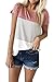 Imily Bela Women's Color Block Striped Patchwork Short Sleeve Loose T-Shirt Top Tees Blouse