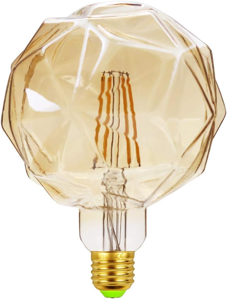 Tianfan LED Bulbs Vintage 4W Warm White 2500Kelvin Big Globe Crystal Led Bulb 220/240V Edison Screw E27 Base Specialty Decorative Light Bulb G125 (Lotus)