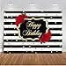 Mocsicka Red Rose Happy Birthday Backdrop Stripes Dots Birthday Photography Background 7x5ft Vinyl Women Birthday Party Banner Backdrops