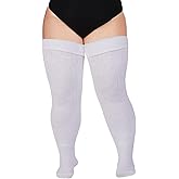 Moon Wood Plus Size Womens Thigh High Socks for Thick Thighs- Extra Long Thick Over the Knee Stockings- Leg Warmers Socks