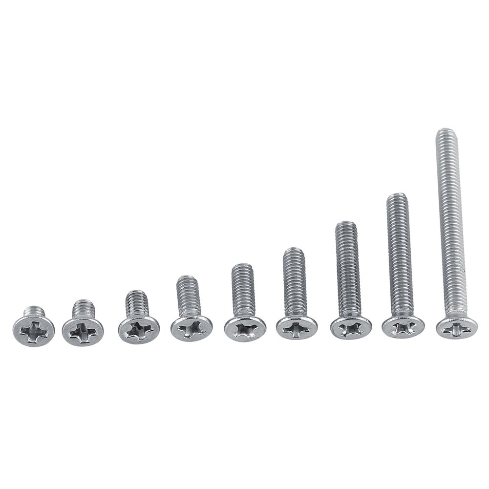 100Pcs M3 Flat Head Countersunk Screw Bolt, M3x4mm Length, 7mm Diameter Head, 5mm Countersunk Depth, Full Thread, Stainless Steel SS304 Fastener, Plain Finish