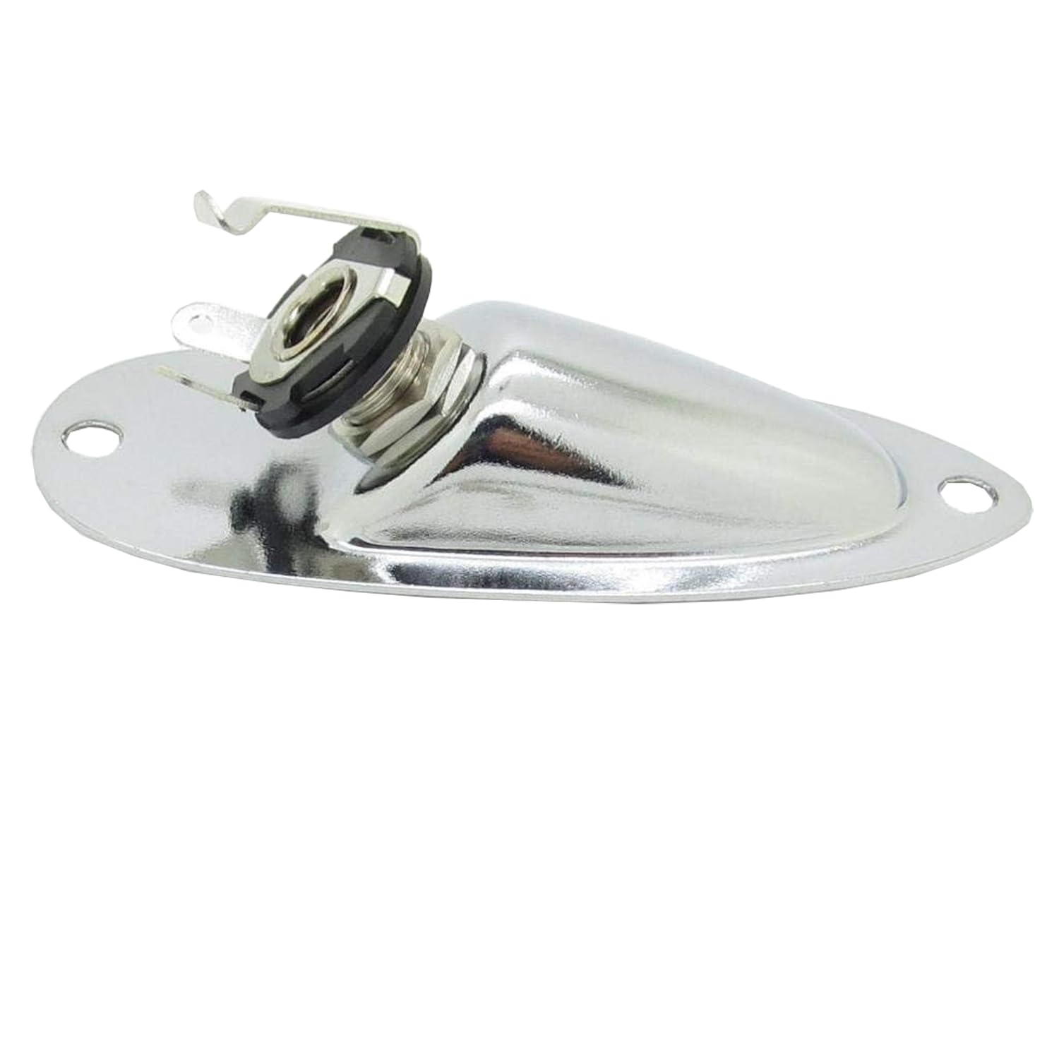 Pxyelec Boat Style 1/4" (6.35mm) Guitar Pickup Output Input Jack Plug Socket for FD Strat Guitar, Mono Electric Guitar Replacement Parts (Chrome)
