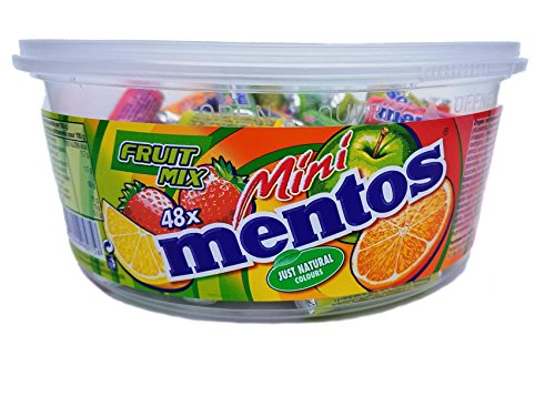 Mini mentos fruit mix candy rolls, 48-piece tub, 17.7-o…