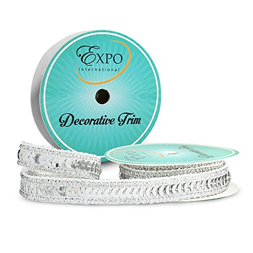 Expo International SIR6168SL Zali Sequin with Sparkle Edge Trim Spool, 3 yd, Silver