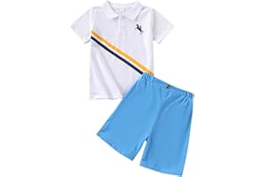 Afsmlys Kids Tween Boy Clothes Casual Short Sleeve Polo Shirt + Plaid Print 2Pcs Shorts Summer Clothing Set