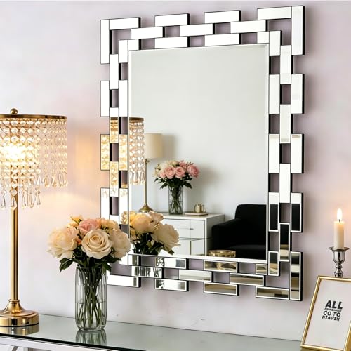 Chende Decorative Mirrors for Wall, 36''X24'' Large Bathroom Mirror with Frameless Glass Frame, Rectangle Elegant Mirror for Living Room, Entryway, Dining Room, Bedroom at Amazon