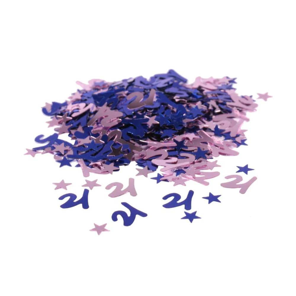 21st Age 21 Blue Confetti with Stars