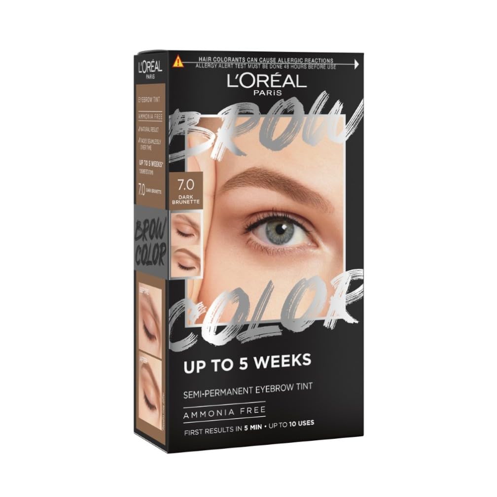 L'Oréal Paris, Semi-Permanent Eyebrow Tint, Lasts up to 5 Weeks, Visible Results in 5 Minutes, Up to 10 Uses, Ammonia Free, Brow colour, Shade: 7.0 Dark Blonde