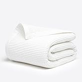 Salt Earth GOTS Certified 100% Organic Cotton Throw Blanket, 60" X 80" Waffle Blankets & Throws for Bed, Throw Blanket for Couch, Modern and Cozy Blanket, All Seasons, Comfy Soft Blanket (Snow White)