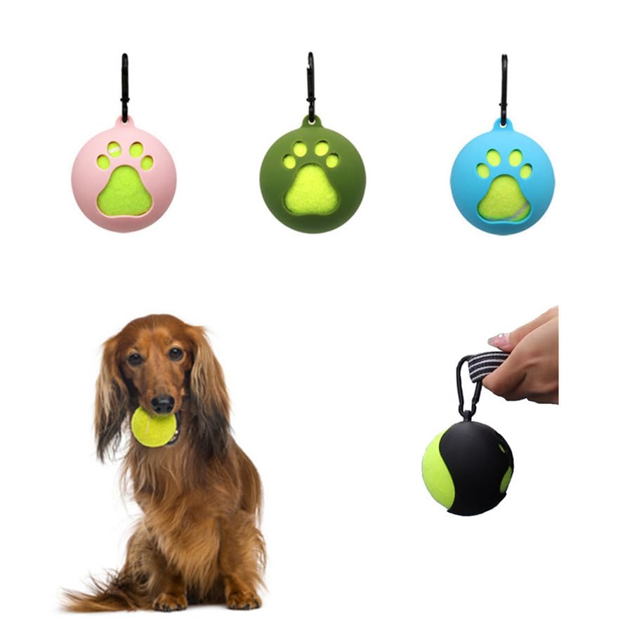 Pungi Pet Ball Holder Hands-Free Dog Ball Holder with Dog Leash Pet Ball Holder with Hands Free Dog Leash Attachment for Active Pets Easy Installation Pet Supplies(Pink Dark Green Sky Blue)