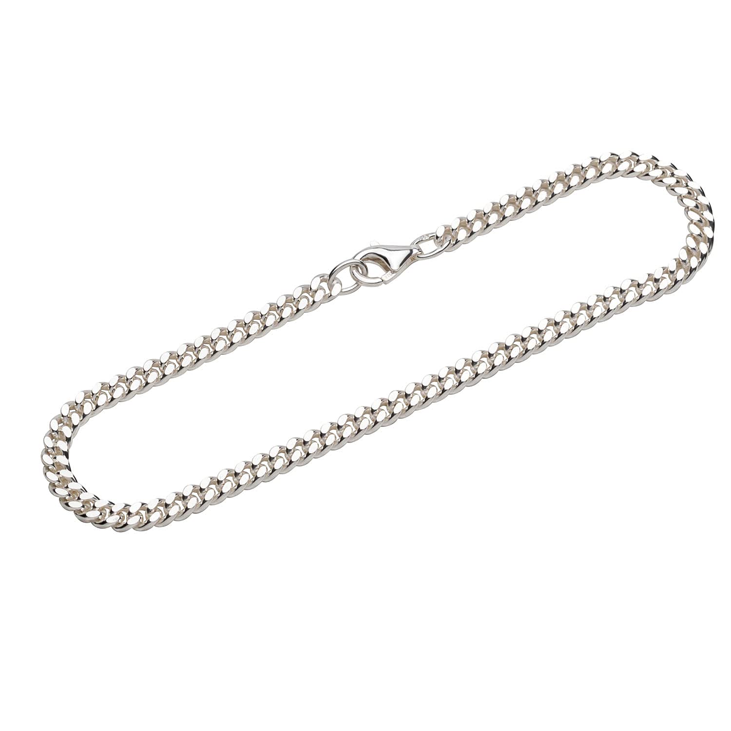 NKlaus bracelet 925 sterling silver 19cm curb chain diamond unisex bracelet chain new 12330