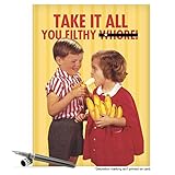 J8019 Jumbo Funny Birthday Card: Eat It All With Envelope (Extra Large Version: 8.5'' x 11'')