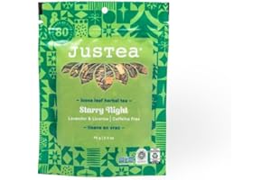 JusTea STARRY NIGHT | Loose Leaf Herbal Tea | Recyclable Refill Pouch | 40+ Cups (2.5oz) | Caffeine Free | Award-Winning | Fair Trade | Non-GMO