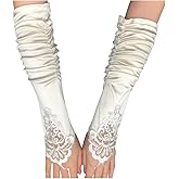 Specell Fingerless Satin Gloves Long Stretchy Fingerless Glove for Bridal Wedding Evening Prom Party Opera Halloween Costumes