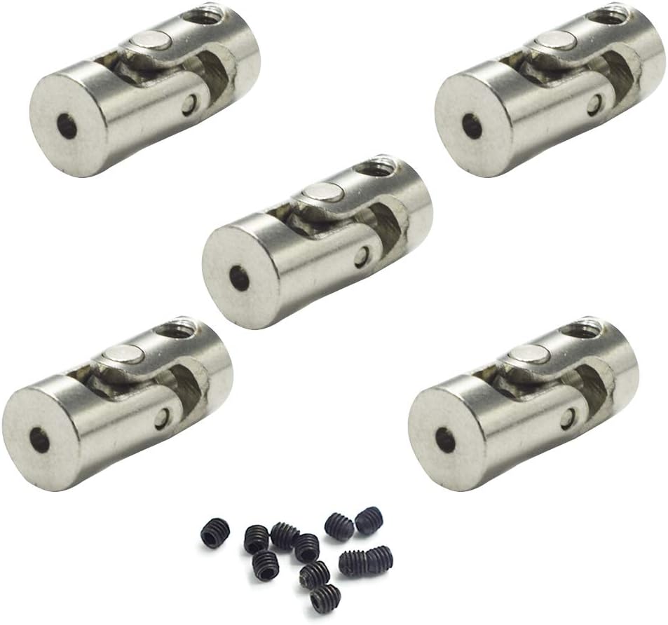 BokWin 2mm to 2.3mm Inner Dia Universal Steering Shaft U Joint Coupler 5Pcs