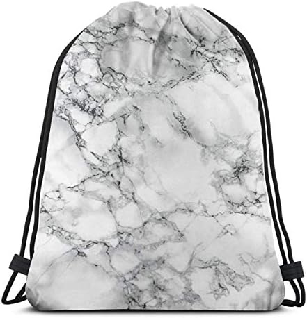 Clothing decoration White Marble 3D Print Drawstring Backpack Rucksack Shoulder Bags Gym Bag For Adult 16.9"X14"