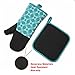 Shaped Oven Mitts and Pot Holders Set of 2 for Kitchen Set With Cotton Neoprene Silicone Non-Slip Grip, Heat Resistant, Oven Gloves for BBQ Cooking Baking, Grilling, Machine Washable (Blue Neoprene)