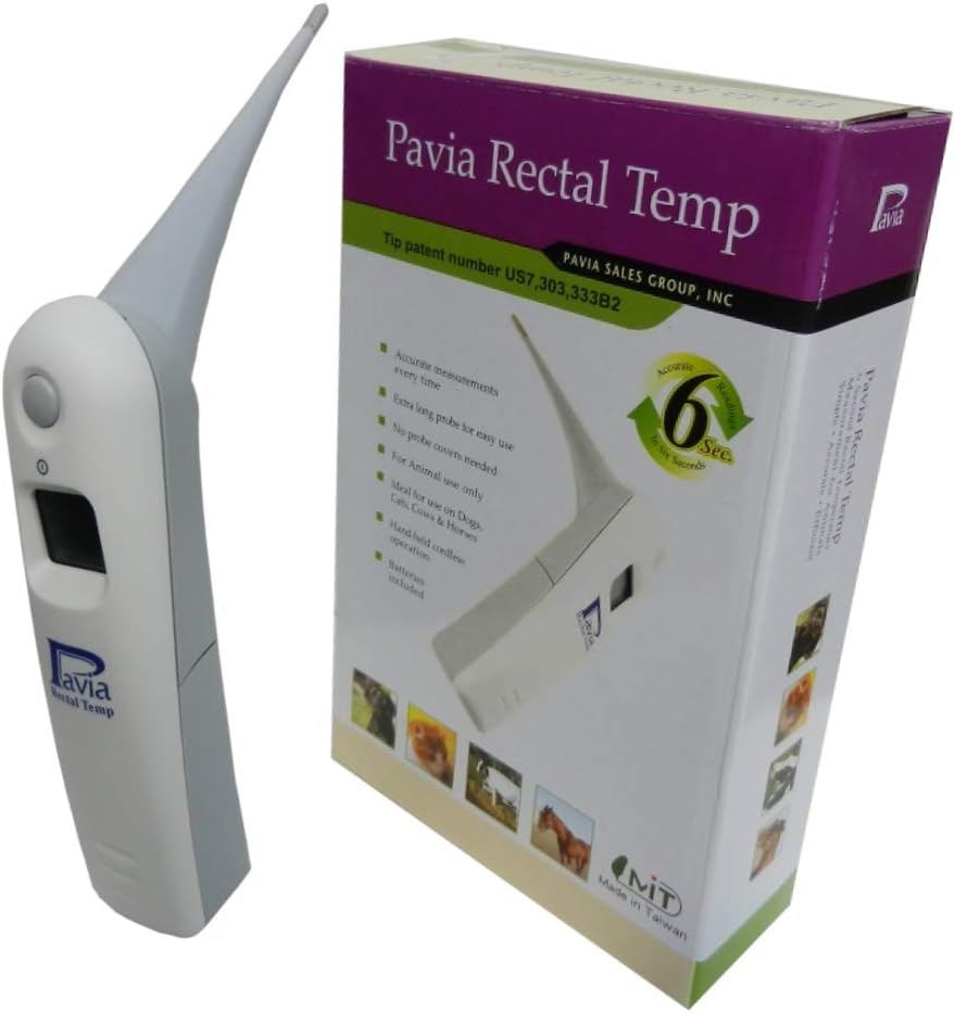 Pavia Rectal Temp Veterinary Thermometer Genuine for Dogs, Cats, Horses, Pets and