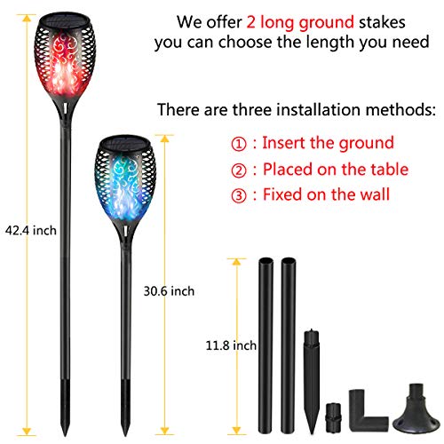 LIOTOIN Solar Torch Light Outdoor, 7 Changing Colors Garden Flickering Flame Lights Landscape Decoration Lighting Dusk to Dawn Lawn Light for Patio Deck Yard Driveway Pathway (2 Pack)