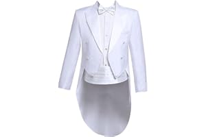 YOOJIA 4 Piece Men's Classic Fit Tuxedo Tailcoat Tail Coat Suit Tuxedo Jacket Blazer Tux Pants Set