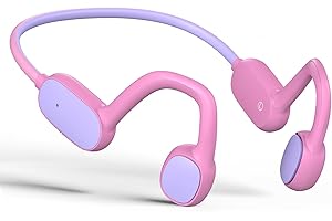 Mehomeli Kids Headphones, Bluetooth 5.2 Air Conduction Open Ear Headphones, 85dB Volume Limiting, Stereo Sound with Mic, IPX5 Waterproof, 20H Playtime, Perfect for School and Outdoor-Pink