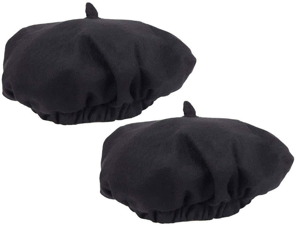 com-four® 2x black beret, for everyday life, carnival, carnival, Halloween & themed parties, Béret in one size, great fashion accessory or costume