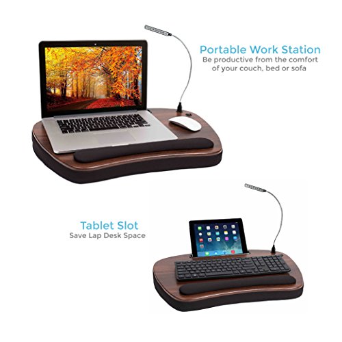 Sofia Sam Oversized Wood Top Memory Foam Lap Desk with Detachable USB
