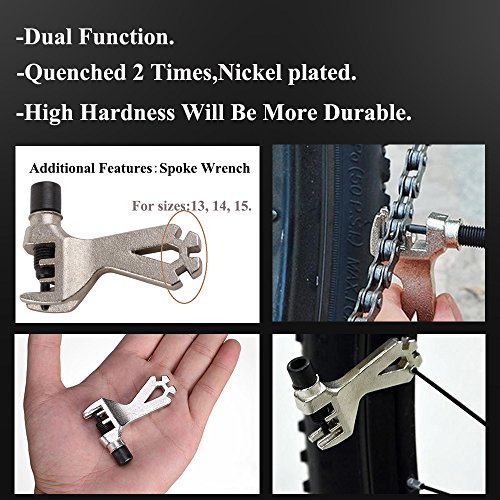 Feiyang Bicycle Repair Tools kit,Freewheel Removal Wrench + Sprocket Lockring Remover + Crank Puller Extractor + Bottom Bracket Removal + Chain Splitter with Bike Spoke Wrench - Thumbnail 4