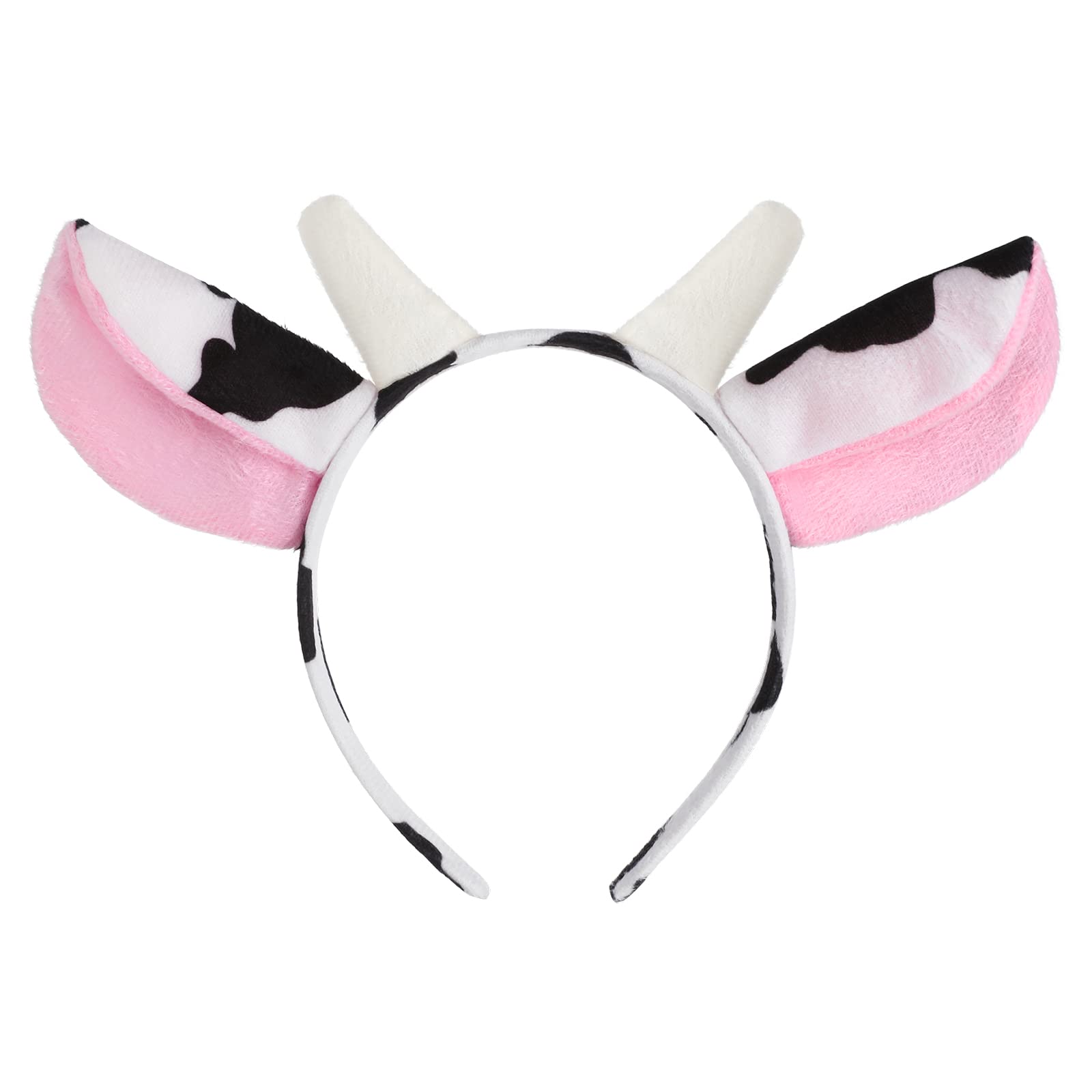 WLLHYF Easter Cow Ear Headband Animal Head Wear Valentine's Day Cow Ear Headbands Fashion Comfortable Halloween Christmas Cosplay Costume Headband Hair Accessories for Girls Party Decoration
