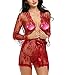 JYVIN Women's Lace Kimono Robe Plus Size Sex Lingerie Sexy Red Erotic Nightwear