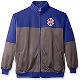 MLB Big and Tall Men's Poly Fleece Yoked Track Jacket with Wordmark Logo