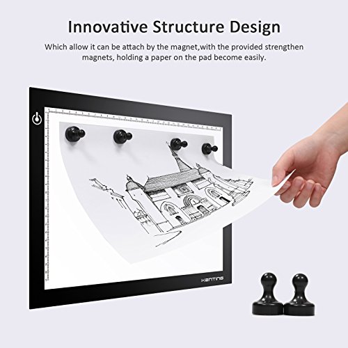 Magnetic K4M LED Light Pad Ultra Thin Brightness Adjustable Light Drawing Tracing Stencil Tattoo USB Powered Copy Board Pad for Animation, Sketching, Designing, Stenciling X-ray Viewing, Diamond Paint