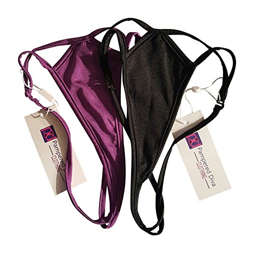 Pampered Diva Low Rise Break Away G-string/thong Ultra Sexy Front Cut Out Y Back (One Size, Purple)