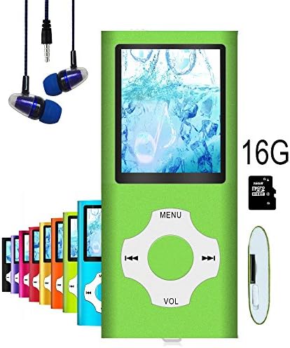 Mp3 player, Music Player, Hotechs Hi-Fi Sound , with FM Radio, Recording Function Build-in Speaker Expandable Up to 64GB with Noise Isolation Wired Earbuds (16GB-Green-LX)